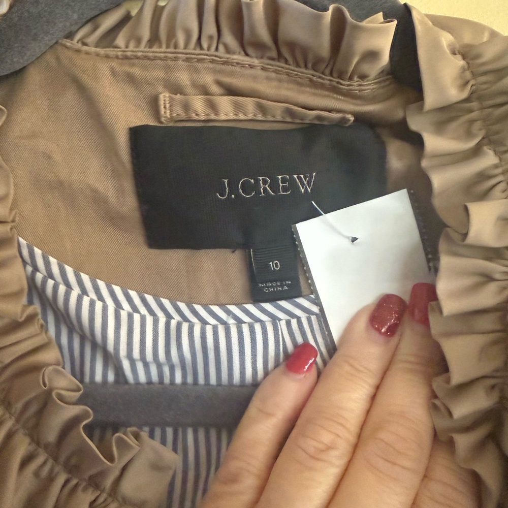 J.Crew Tan Ruffled Jacket, size 10 - Picture 2 of 11